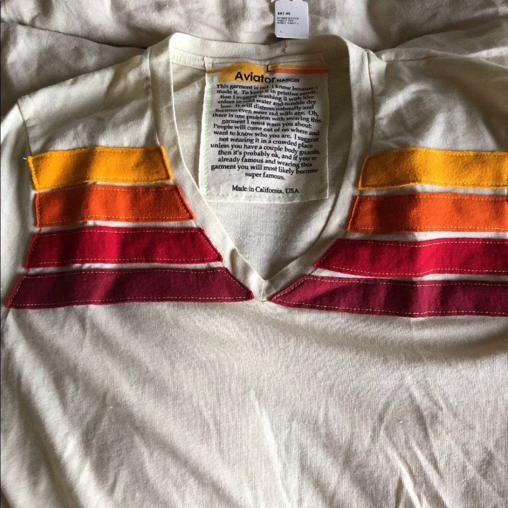 Aviator Nation stripe V-Neck T-shirt! - Picture 3 of 5